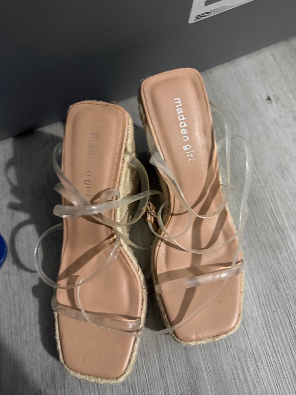 Madden Girl Blush Espadrille Sandals with Clear Straps